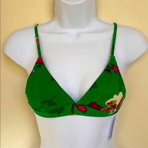 J Crew Green Floral Green Floral Bikini Top